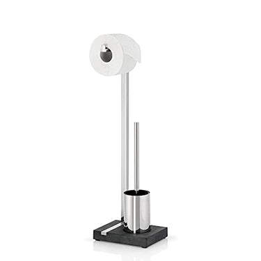 blomus -MENOTO- Freestanding toilet brush set made of matte stainless steel, freestanding toilet butler, space-saving design, exclusive look, bathroom accessory (H / W / D: 63.5 x 15 x 20 cm, stainless steel, 68687) on sale